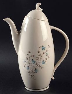 Flintridge Belnor Coffee Pot & Lid, Fine China Dinnerware   Blue Flowers,Gray Le