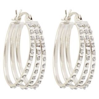 Flare Sterling Silver Earrings with Diamond Accents   White