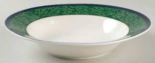 Victoria & Beale Fleur De Lis Rim Soup Bowl, Fine China Dinnerware   9037, Green
