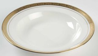 John Aynsley Argosy Large Rim Soup Bowl, Fine China Dinnerware   Gold Encrusted