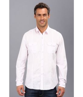 Arnold Zimberg Stripe Double Pocket Mens Long Sleeve Button Up (White)