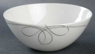 Ciroa Riccio Soup/Cereal Bowl, Fine China Dinnerware   Platinum Swirls On White,