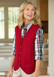 Merino wool Sweater Vest, Ruby Red, Small