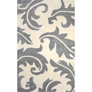 Nuloom Hand tufted Leaves Synthetics Grey Rug (8 6 X 11 6)