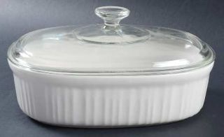 Corning French White (Bakeware) 2.5 Quart Oval Covered Casserole, Fine China Din
