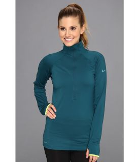 Nike Pro Hyperwarm 1/2 Tipped Zip Womens Long Sleeve Pullover (Green)