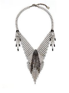 Viola Bib Necklace   Silver Clear
