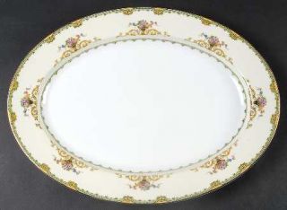 Noritake Amorosa 16 Oval Serving Platter, Fine China Dinnerware   Green & Yello
