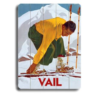 Artehouse 14 x 20 in. Vail Skier Wood Sign Multicolor   0002 4584 VA