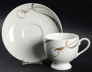 Mikasa French Lily Jade Footed Cup & Saucer Set, Fine China Dinnerware   Helena