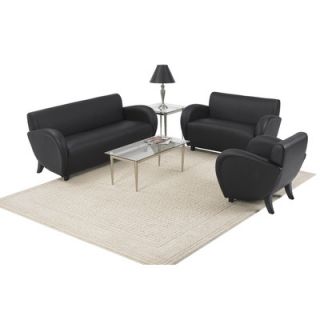 OSP Furniture Eleganza Black Eco Leather Reception Set Set of  SL2431 and SL