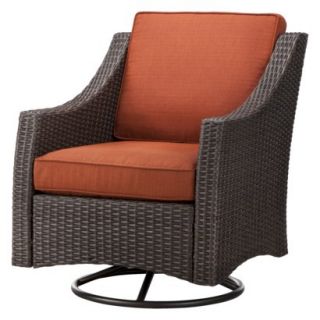 Threshold Orange Wicker Swivel Club Chair Patio Furniture, Belvedere Collection