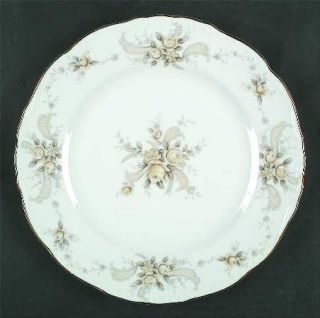 Ucagco Serenity Dinner Plate, Fine China Dinnerware   Yellow&Gray Roses& Leaves,