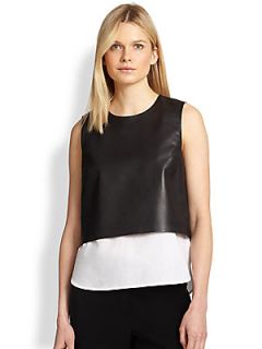 Theory Easeful Removable Hem Leather Tank