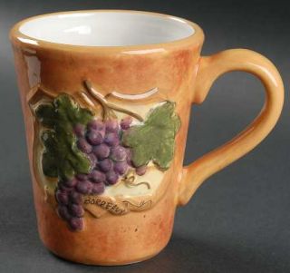 Grand Vin Mug, Fine China Dinnerware   Landscape, Words, Grapes, Embossed