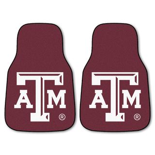 Fanmats Texas A m 2 piece Carpeted Nylon Car Mats (100 percent nylonDimensions 27 inches high x 18 inches wideType of car Universal)