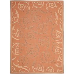 Poolside Terracotta/ Cream Indoor/ Outdoor Polypropylene Rug (67 X 96)