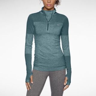 Nike Dri FIT Knit Long Sleeve Half Zip Womens Running Shirt   Dark Sea
