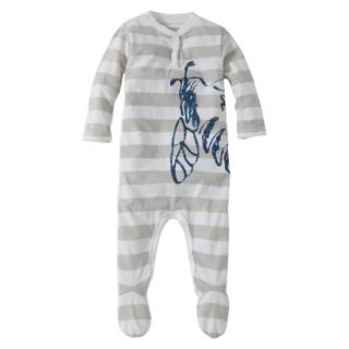 Burts Bees Baby Infant Boys Stripe Henley Coverall   Cloud/Fog 6 9 M