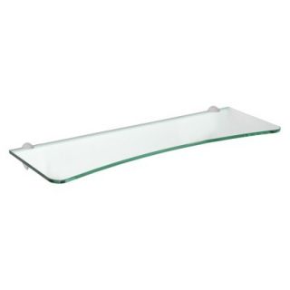 Wall Shelf Concave Clear Glass Shelf With Silver Splash Supports   23.5