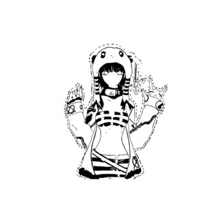 Anime Funky Girl Graphic Vinyl Wall Decal (BlackEasy to apply with included instructionsDimensions 22 inches wide x 35 inches long )