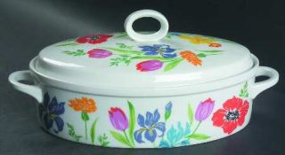 Sigma Primavera 1.5 Quart Oval Covered Casserole, Fine China Dinnerware   Large