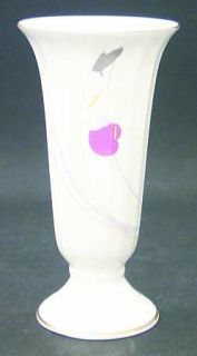 Mikasa Anthurium Vase, Fine China Dinnerware   White,Pink&Gray Flowers&Stems