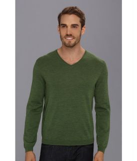 Calvin Klein Solid V Neck w/ Interior Tipping Mens Sweater (Green)