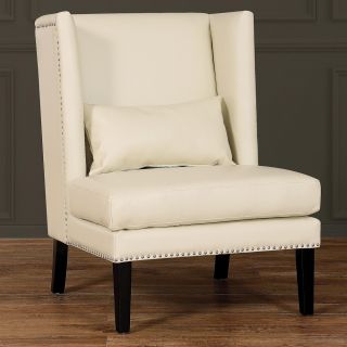 Chelsea Cream Leather Wing Chair