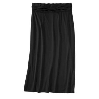 Merona Womens Plus Size Ruched Waist Knit Maxi Skirt   Black 2