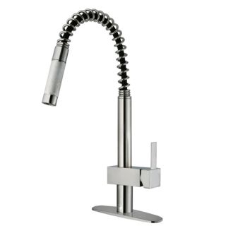 Vigo Industries VG02009STK1 Kitchen Faucet, PullOut w/Deck Plate Stainless Steel