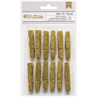 Whittles Clothespins .25x1.875 12/pkg gold Glitter