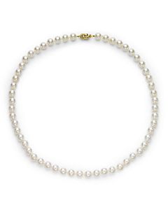 8MM Akoya White Round Pearl & 14K Gold Strand Necklace/18   White