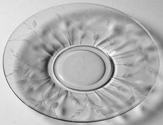 Unknown Crystal Unk7031 Bread & Butter Plate   Gray Cut Cattails, Ribbed Stem