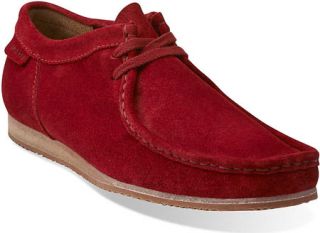 Mens Clarks Wallabee Run   Red Suede Boots