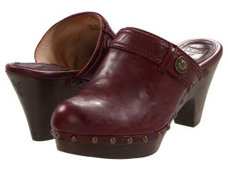 Frye Audra Button Heel Womens Clog/Mule Shoes (Burgundy)