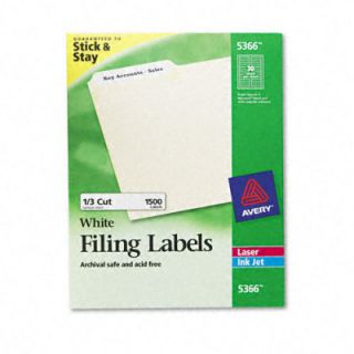 Avery Labels Permanent Self Adhesive Laser/Inkjet File Folder Labels, 3 7/16 x