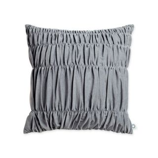 CONRAN Design by Cotton Velvet with Shirring 18 Square Decorative Pillow, Gray