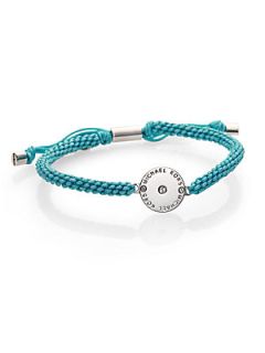 Michael Kors Logo Disc Macrame Friendship Bracelet/Turquoise Blue   Silver