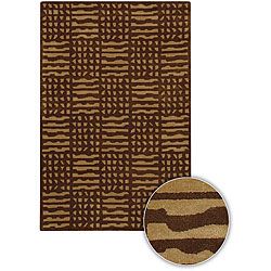 Hand tufted Mandara Chocolate Wool Rug (5 X 76) (BrownPattern GeometricMeasures 0.75 inch thickTip We recommend the use of a non skid pad to keep the rug in place on smooth surfaces.All rug sizes are approximate. Due to the difference of monitor colors,