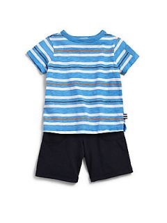 Splendid Infants Striped Tee & Shorts Set   Blue Stripe