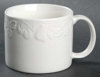 Tabletops Unlimited Orchard Soup Mug, Fine China Dinnerware   All White,Embossed