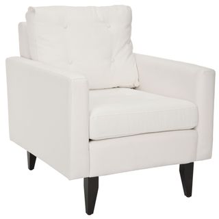 Safavieh Moonstruck White Club Chair (WhiteMaterialsCotton fabric, woodFinish MahoganySeat height 18.9 inchesDimensions 35 inches high x 34.4 inches wide x 29.9 inches deepNumber of boxes this will ship in 1 )