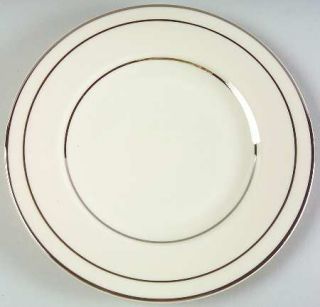 Syracuse Columbia Salad Plate, Fine China Dinnerware   Old Ivory,Platinum Bands,