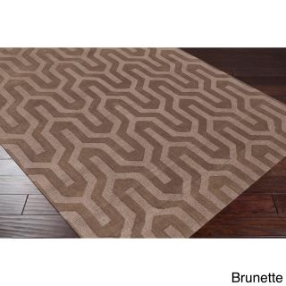 Hand Loomed Daix Solid Tone on tone Geometric Wool Area Rug (2 X 3)