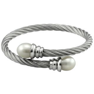 ONLINE ONLY   Stainless Steel & Freshwater Pearl Bracelet, Womens