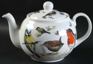 Roy Kirkham Garden Birds Teapot & Lid, Fine China Dinnerware   Various Birds,Whi