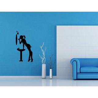 Girl In Bathroom Vinyl Wall Art (Glossy blackIncludes One (1) wall decalDimensions 25 inches wide x 35 inches longEasy to apply )