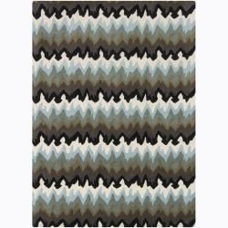 Mandara Hand tufted Multi color Wool Rug (7 X 10) (Blue, cream, black, brown, greyPattern AbstractTip We recommend the use of a  non skid pad to keep the rug in place on smooth surfaces. All rug sizes are approximate. Due to the difference of monitor co