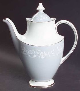 Royal Doulton Valleyfield Coffee Pot & Lid, Fine China Dinnerware   White Flower